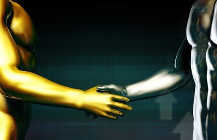 Two Robots Shaking Hands